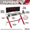 Techni Sport Ergonomic Computer Gaming Desk Workstation with Cupholder &amp; Headphone Hook; Red