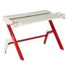 Techni Sport Ergonomic Computer Gaming Desk Workstation with Cupholder &amp; Headphone Hook; Red